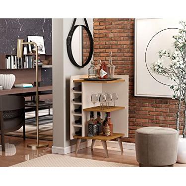 Imagem de Aparador Buffet com Adega Bar Cantinho do Café Pés Palitos Retrô Malbec (OFF WHITE NATURE)