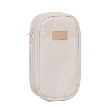 Imagem de Estojo de lápis de couro sintético com textura, papelaria de grande capacidade