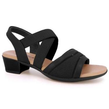 Imagem de Sandália Feminina Salto Bloco Elástico Preto Usaflex MM0803-Feminino