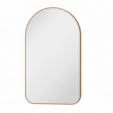 Imagem de Espelho Capela Carisma - Vidro Guardian 3 mm, Moldura em Couro Ecológico Caramelo, 64x44 cm