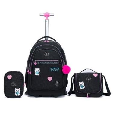 Imagem de Kit Mochila de Rodinhas Infantil Escolar Lancheira Térmica Estojo Guelph Resistente Reforçada-Feminino