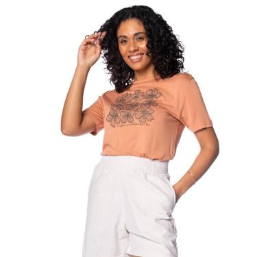 Imagem de Blusa Feminina Rovitex Estampa Floral com Brilho Avelã-Feminino