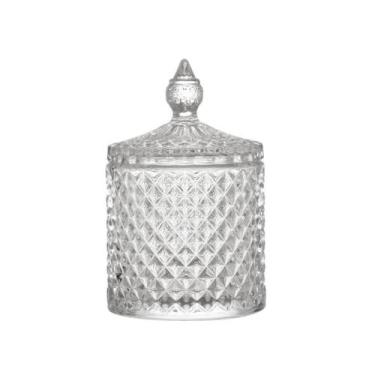 Imagem de Potiche Cristal Shiny Transparente Baleiro Bomboniere 8,5x14cm Vidro R