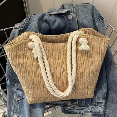 Imagem de Bolsa De Praia Estilo Pastoral De Grande Capacidade Para Férias De Ver