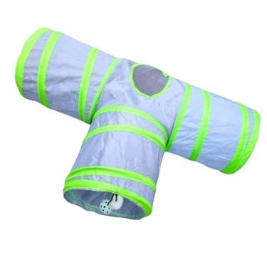 Imagem de Brinquedo Túnel T 3 Saidas Para Gatos Cor Cinza Com Verde