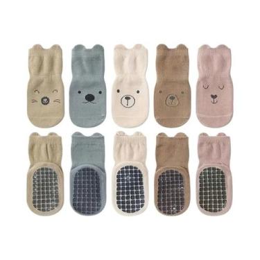 Imagem de Meias Antiderrapantes Para Bebês E Crianças, 5 Pares, Solado Macio, Pa
