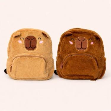 Imagem de Mini Mochila Escolar Infantil Capivara De Pelúcia Fofa - RIO DE OURO