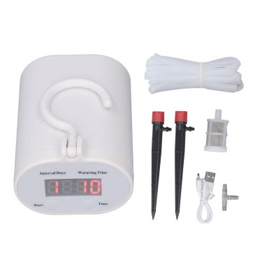 Imagem de de rega interna de irrigação automática de gotejamento DIY para plantas em vasos de plantas internas de rega automática com timer branco (Suporte 2 aspersor de maconha)