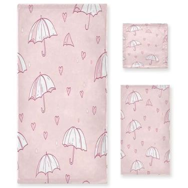 Imagem de xigua Lindo conjunto de toalhas de banheiro guarda-chuva de chuva absorvente macio 3 peças toalha de banho toalha de mão toalhas decorativas para banheiro, academia, hotel, praia, piscina