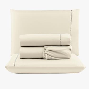 Imagem de Jogo de Lençol Peletizado 400 Fios Queen 4 Peças Barato - Casa - hotel - Pousada - Palha