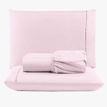 Imagem de Jogo de Lençol Peletizado 400 Fios Queen 3 Peças - Casa - Hotel - Pousada - Rosa