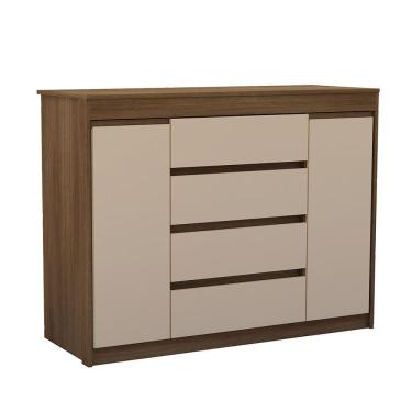 Imagem de Cômoda 2 Portas 4 Gav Com Sapateira 123cm Uni Luciane Móveis Avelã Pf/arenas Pf