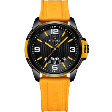 Imagem de Relógio De Pulso Masculino Pulseira Clássica De Silicone Esportivo Amarelo