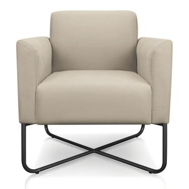 Imagem de Poltrona Marisa Suede Base X Industrial Preta D´rossi Bege