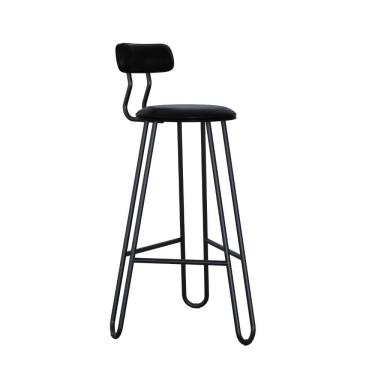 Imagem de Conjunto 4 Banquetas Alta Ginger Com Encosto Courino Preto