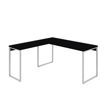 Imagem de Mesa Em L Kuadra Diretor 150x150x75cm Preto ônix - Est.branca Preto ônix - Est.branca