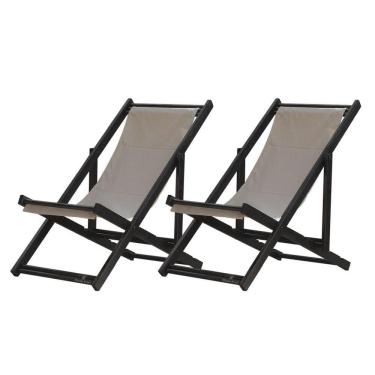 Imagem de Kit 2 Espreguiçadeiras Dobrável Black Sb-bege