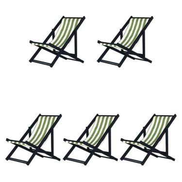 Imagem de Kit 5 Espreguiçadeiras Dobrável Black Sb-l Verde-branco