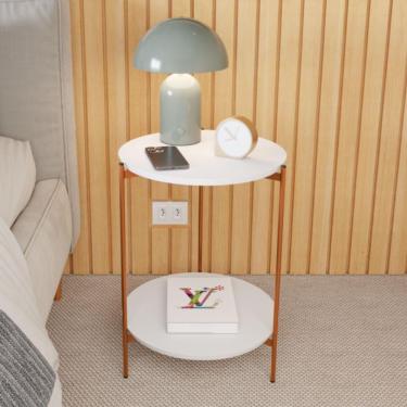 Imagem de Mesa De Apoio Lateral Morada Branco/bronze