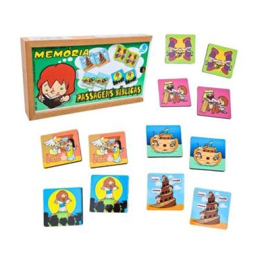 Imagem de Jogo da Memória Passagens Bíblicas Brinquedos Educativos Religioso MDF
