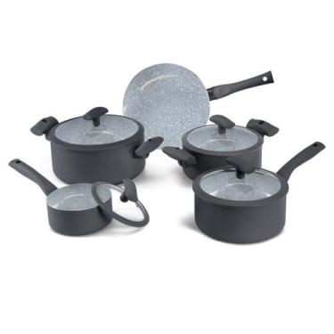 Imagem de Jogo De Panelas Hercules Revestimento  Ceramico Indução 5 Peças Cinza 