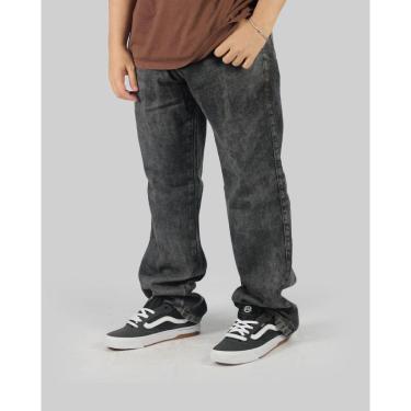 Imagem de Calça DR7 Street Jeans Reta Estonada Logo Letter - Preto-Unissex