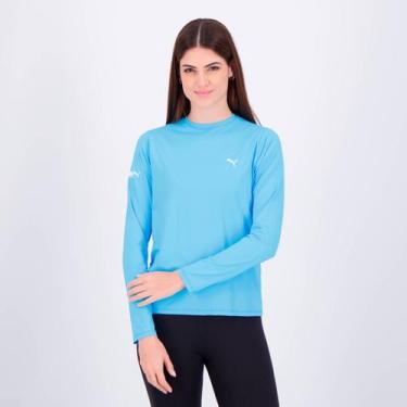 Imagem de Camiseta Puma Manga Longa UV50+ Feminina Azul, GG