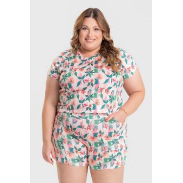Imagem de Blusa Feminina Plus Size Estampada em Malha Fria - Serena, G4, Verde
