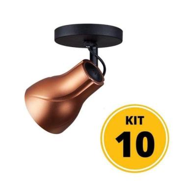 Imagem de Kit 10 Spot de Sobrepor Direcionável Octa Plus Cobre 1xE27 - Startec