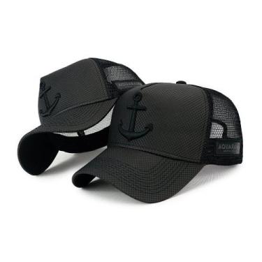 Imagem de Boné Âncora All Black - Modelo Trucker em Poliéster e material sintéti