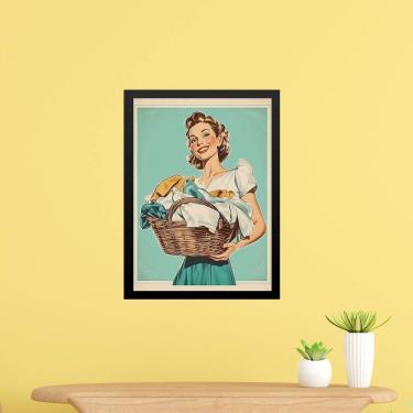 Imagem de Quadro Decorativo Lavanderia Retrô Pin Up Girl 33X24Cm Vidro