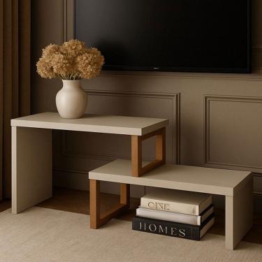 Imagem de Rack para TV Até 70 Polegadas Netuno Off White/Natural - Tebarrot