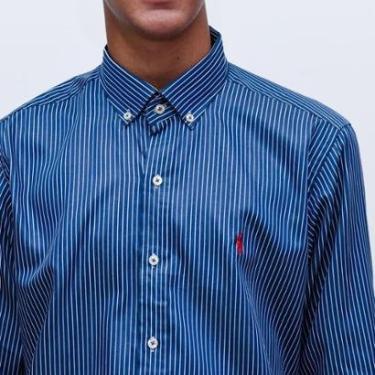 Imagem de Camisa Social Masculina Ralph Lauren Listrada Azul Escuro-Masculino