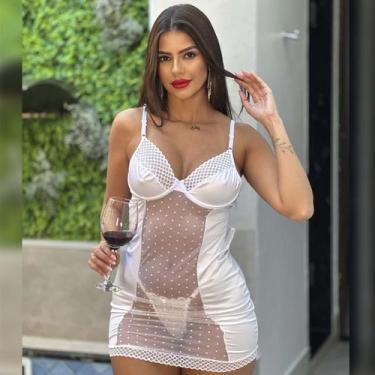 Imagem de Camisola Sensual  Sem Bojo em Cirrê Renda Abertura Transparente - Like