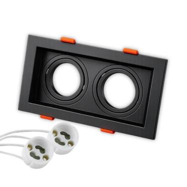 Imagem de Spot Recuado Duplo Embutir Led Mr16 Gu10 Luminária Teto Sala Quarto Lâ