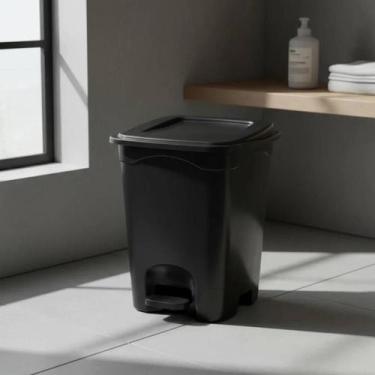 Imagem de Lixeira Com Pedal 13 Litros Quadrada Cozinha Banheiro Lavabo 3UD
