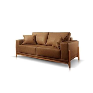 Imagem de Sofá Paris Couro Caramelo 2 Lugares 2,30m Confortável Sala - Poltjá Mo