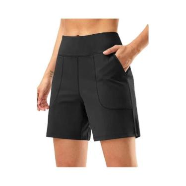 Imagem de Shorts Esportivos Sem Costura De Cintura Alta Para Mulheres, Elásticos