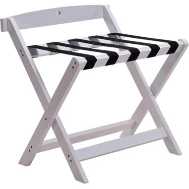 Imagem de Bagageiro vertical, suporte de mala de hotel suporte de bolsa de viagem para quarto de hóspedes suporte de bagagem de madeira de couro rack de armazenamento prateleira de desembarque de móveis,