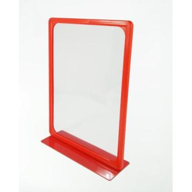 Imagem de Display Expositor Balcão Mesa Cardápio Folha A4 Porta Preço Vermelho -