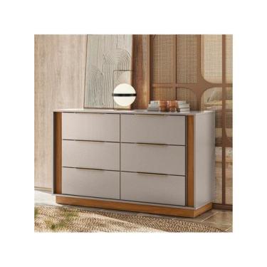 Imagem de Cômoda Grande com 6 Gavetas Giane - Demóbile, Nogueira e Nude