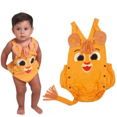 Imagem de Jardineira Bolofofos Leãozinho Microfibra Conforto Bebê Toque Suave - 