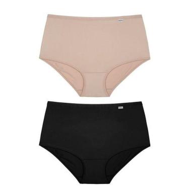 Imagem de Kit com 2 Calcinhas DelRio Alta em Microfibra Tamanho GG - Preto/Areia