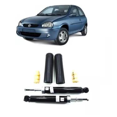 Imagem de Amortecedor + Kit Batente Corsa Hatch Traseiro 1996 Até 2001 SUPER 1,0