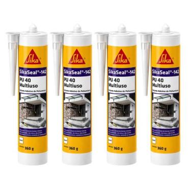 Imagem de Kit 4 Selantes PU 40 SikaSeal 142 Branco 360g Profissional