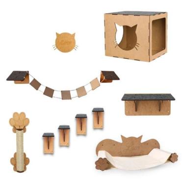Imagem de Playground Para Gato 9 Peças Brinquedo Pet com Arranhador Gatos Nicho 