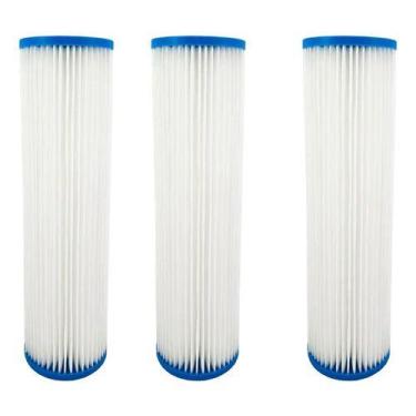 Imagem de Kit 3 Refil Filtro Água Plissado Lavável 9 3/4 25 E 50 Micra Branco - 