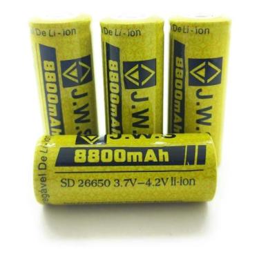 Imagem de Kit 4 Baterias Recarregável modelo 26650 8800mah 3.7 A 4,2v Lanterna -
