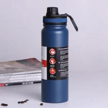Imagem de Garrafa Térmica Inox 800ml Tampa Alça Dedo Água Gelada Academia Esport