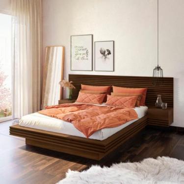 Imagem de Cama Casal/Queen com Cabeceira e Mesa de Apoio Samambaia CabeCasa Made